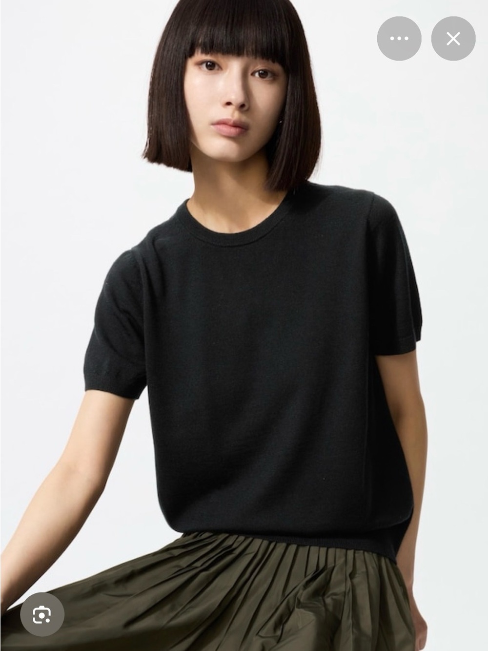 NWOT UNIQLO Merino Crew Neck Sweater | Short Sleeve m black